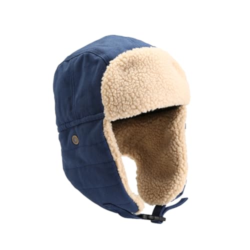 Sporgard Fliegermütze mit Ohrenklappen aus Wollmischgewebe, russische Wintermütze, Uschanka-Jagdmütze, Marineblau, M von Sporgard