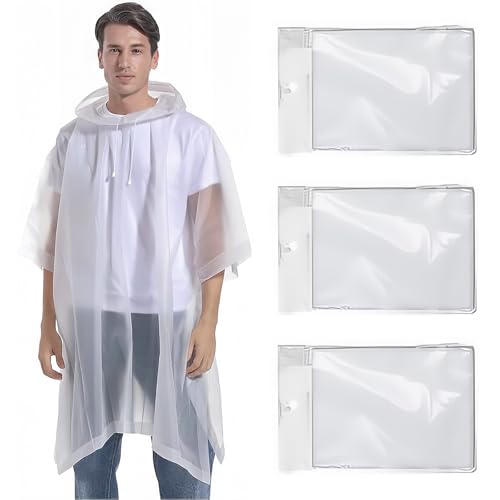 Sporgo 3 Stück Regenponcho Damen: Wasserdicht Regencape Unisex Regenjacke, Wiederverwendbar Regenmantel, Regenponcho mit Kapuze, für Wandern Camping Radfahren Angeln Reisen von Sporgo