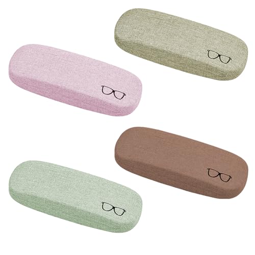 Sporgo 4 Stück Hardcase Brillenetui: Tragbar Brillentasche mit Klappverschluss, 4 Farben Leinenstoffe Glasses Case für Damen Herren Kinder von Sporgo