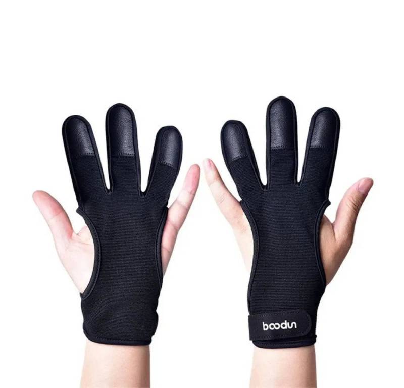Sport-Knight® Multisporthandschuhe 3-Finger-Bogensport-Handschuh Rindsleder S/M Schwarz, Recurve/Compound Rutschfestes Rindsleder von Sport-Knight®