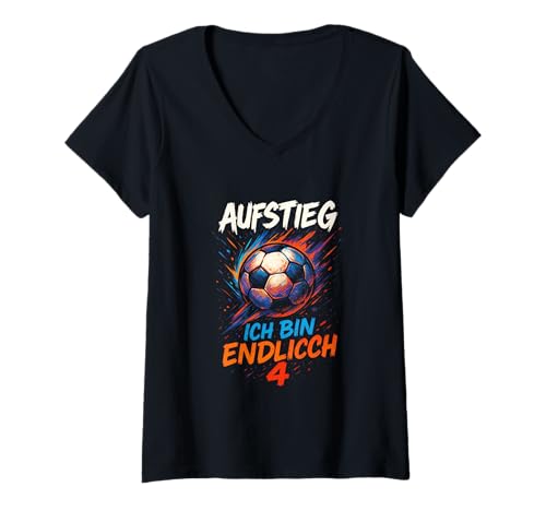 Damen Aufstieg Ich Bin Endlich 4 - Fußball Aufstieg T-Shirt mit V-Ausschnitt Damen Aufstieg Ich Bin Endlich 4 - Fußball Aufstieg T-Shirt mit V-Ausschnitt von Sport Team Fan Hobby Spieler 4 Jahre Alt