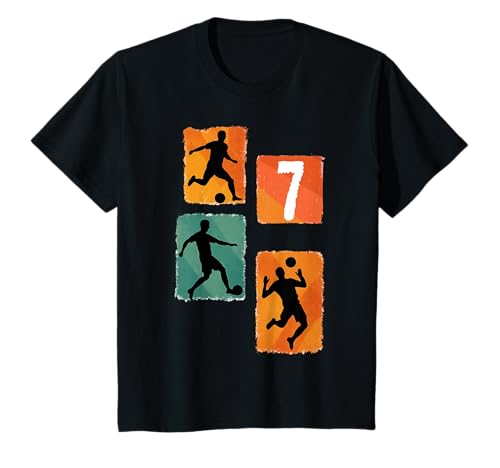 Kinder Fußballspieler Silhouette Nummer 7 Sport Fan Geburtstag T-Shirt Kinder Fußballspieler Silhouette Nummer 7 Sport Fan Geburtstag T-Shirt von Sport Trikot Nummern Fans