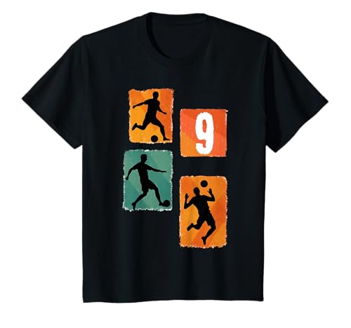 Kinder Fußballspieler Silhouette Nummer 9 Sport Fan Geburtstag T-Shirt Kinder Fußballspieler Silhouette Nummer 9 Sport Fan Geburtstag T-Shirt von Sport Trikot Nummern Fans