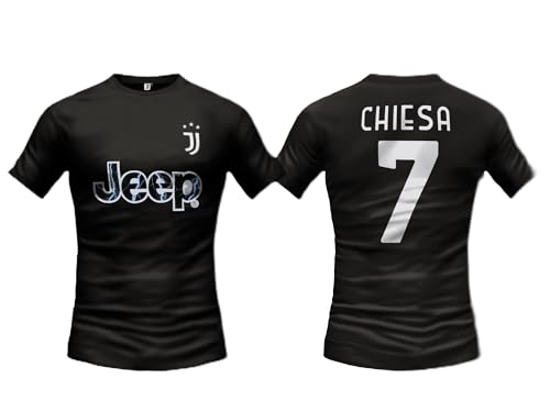 Fußballtrikot Federico Chiesa Saison 2022 2023 Schwarzes Trikot Größe 7 Zweites Trikot, offizielle Nachbildung zugelassen, Größen für Erwachsene und Kinder. von Sportbaer