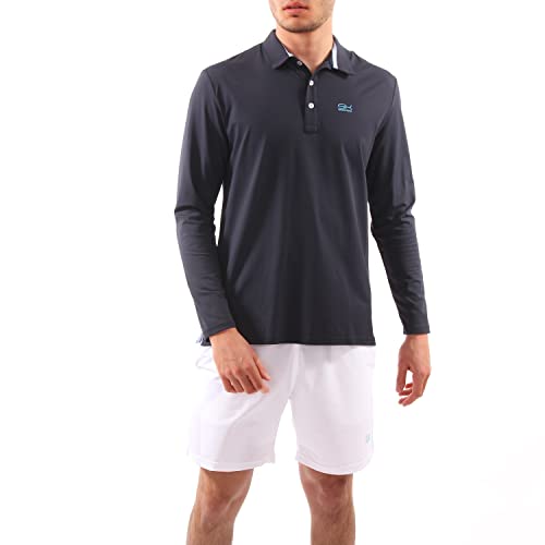 Sportkind Jungen & Herren Tennis, Golf, Sport Poloshirt Langarm, atmungsaktiv, UV-Schutz UPF 50+, Navy blau, Gr. S von Sportkind