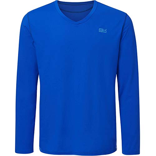 Sportkind Jungen & Herren Tennis, Running, Fitness Funktionsshirt Langarm, UV-Schutz UFP 50+, atmungsaktiv, Kobaltblau, Gr. 134 von Sportkind