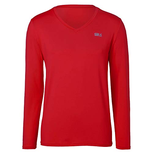 Sportkind Jungen & Herren Tennis, Running, Fitness Funktionsshirt Langarm, UV-Schutz UFP 50+, atmungsaktiv, rot, Gr. 134 von Sportkind