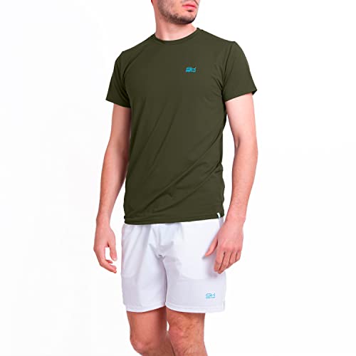 Sportkind Jungen & Herren Tennis, Running, Fitness Rundhals T-Shirt, atmungsaktiv, UV-Schutz UPF 50+, Kurzarm, Khaki, Gr. XXL von Sportkind