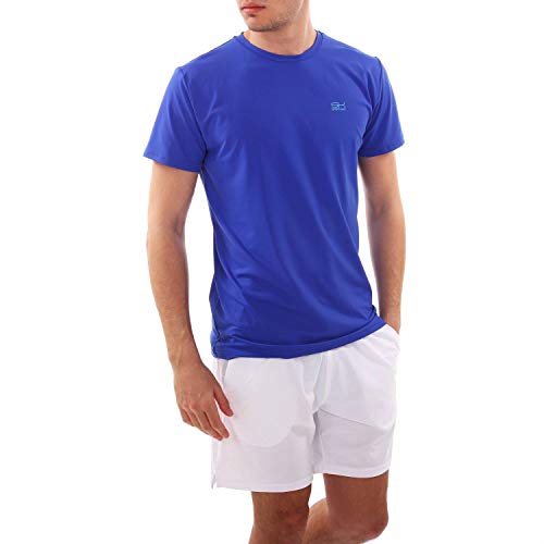 Sportkind Jungen & Herren Tennis, Running, Fitness Rundhals T-Shirt, atmungsaktiv, UV-Schutz UPF 50+, Kurzarm, Kobaltblau, Gr. 152 von Sportkind