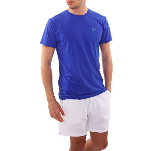 Sportkind Jungen & Herren Tennis, Running, Fitness Rundhals T-Shirt, atmungsaktiv, UV-Schutz UPF 50+, Kurzarm, Kobaltblau, Gr. S von Sportkind