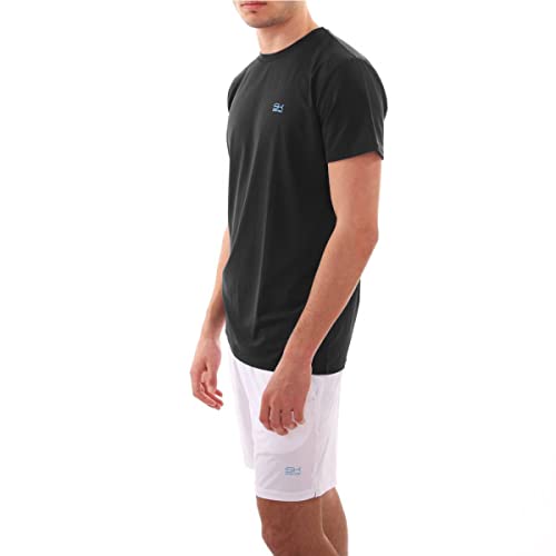 Sportkind Jungen & Herren Tennis, Running, Fitness Rundhals T-Shirt, atmungsaktiv, UV-Schutz UPF 50+, Kurzarm, schwarz, Gr. 140 von Sportkind