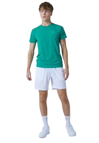 Sportkind Jungen & Herren Tennis, Running, Fitness Rundhals T-Shirt, atmungsaktiv, UV-Schutz UPF 50+, Kurzarm, smaragd grün, Gr. 134 von Sportkind