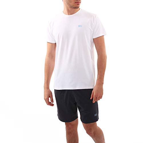 Sportkind Jungen & Herren Tennis, Running, Fitness Rundhals T-Shirt, atmungsaktiv, UV-Schutz UPF 50+, Kurzarm, weiß, Gr. 134 von Sportkind