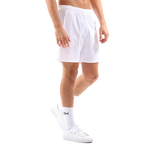 Sportkind Jungen & Herren Tennis, Training, Sport Shorts Regular Ultraleicht, hochelastisch, atmungsaktiv, UV-Schutz, Weiss, Gr. L von Sportkind