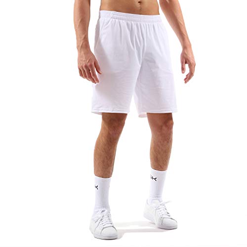 Sportkind Jungen & Herren Tennis, Training, Sport Shorts lang Ultraleicht, hochelastisch, atmungsaktiv, UV-Schutz, weiß, Gr. 164 von Sportkind