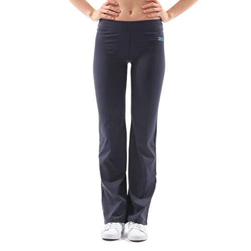 Sportkind Mädchen & Damen 34 Inch Flare Sport, Fitness Hose, Yogahose, Jazzpants extra lang, Navy blau, Gr. M von Sportkind