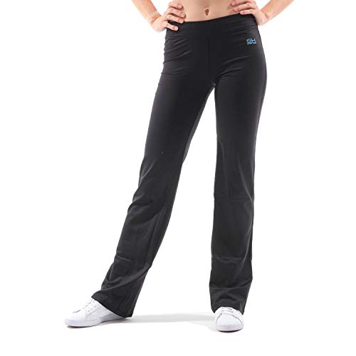 Sportkind Mädchen & Damen 34 Inch Flare Sport, Fitness Hose, Yogahose, Jazzpants extra lang, schwarz, Gr. L von Sportkind