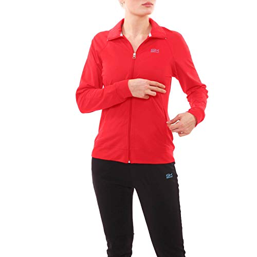 Sportkind Mädchen & Damen Fitness, Sport, Tennisjacke ohne Kapuze mit Taschen, atmungsaktiv, rot, Gr. M von Sportkind