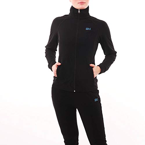 Sportkind Mädchen & Damen Fitness, Sport, Tennisjacke ohne Kapuze mit Taschen, atmungsaktiv, schwarz, Gr. 146 von Sportkind