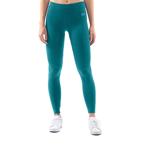 Sportkind Mädchen & Damen Fitness, Sport 7/8 Lange Leggings, Yogahose, Mid Waist, Blickdicht, atmungsaktiv, Petrol grün, Gr. 134 von Sportkind