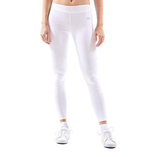 Sportkind Mädchen & Damen Fitness, Sport 7/8 Lange Leggings, Yogahose, Mid Waist, Blickdicht, atmungsaktiv, weiß, Gr. 134 von Sportkind