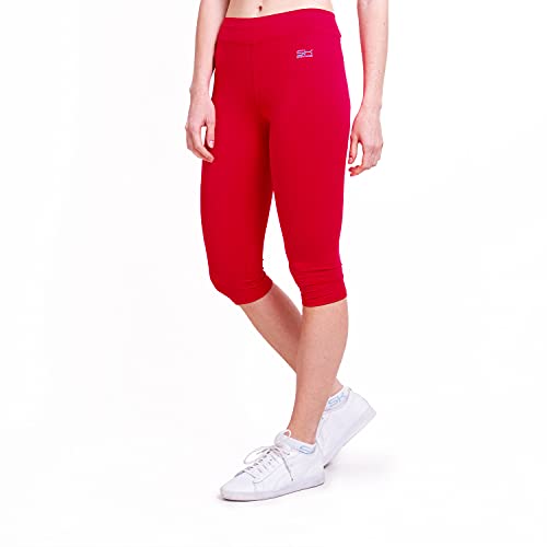 Sportkind Mädchen & Damen Fitness, Yoga, Sport 3/4 Capri Leggings, Mid Waist, Blickdicht, atmungsaktiv, Bordeaux rot, Gr. 146 von Sportkind