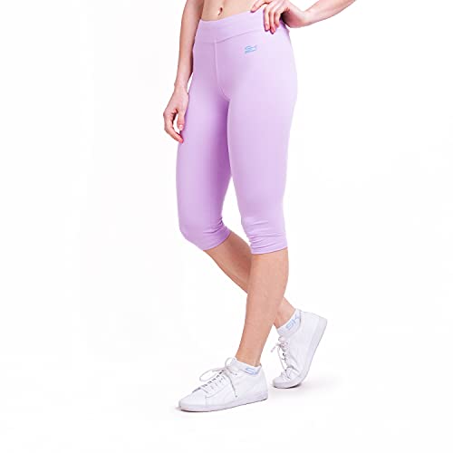 Sportkind Mädchen & Damen Fitness, Yoga, Sport 3/4 Capri Leggings, Mid Waist, Blickdicht, atmungsaktiv, Flieder, Gr. XXL von Sportkind