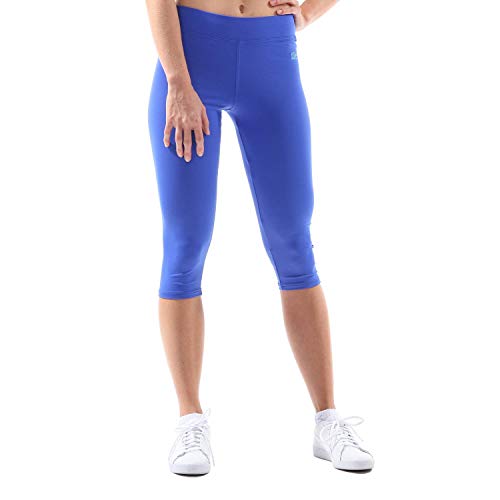 Sportkind Mädchen & Damen Fitness, Yoga, Sport 3/4 Capri Leggings, Mid Waist, Blickdicht, atmungsaktiv, Kobaltblau, Gr. 134 von Sportkind