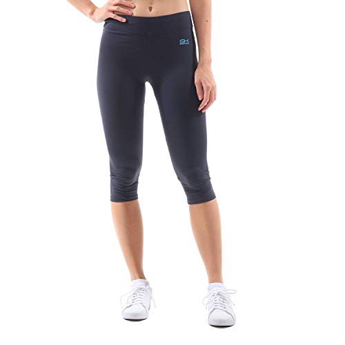 Sportkind Mädchen & Damen Fitness, Yoga, Sport 3/4 Capri Leggings, Mid Waist, Blickdicht, atmungsaktiv, Navy blau, Gr. 134 von Sportkind