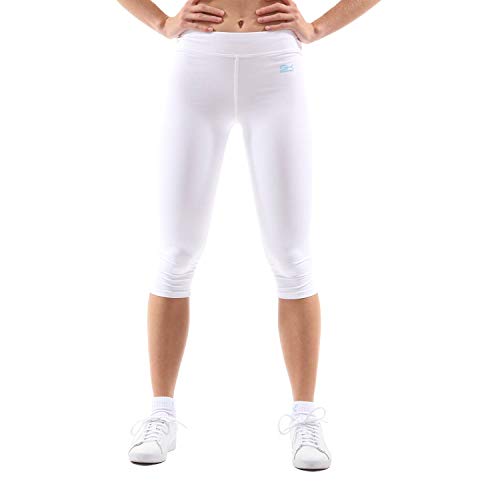 Sportkind Mädchen & Damen Fitness, Yoga, Sport 3/4 Capri Leggings, Mid Waist, Blickdicht, atmungsaktiv, Weiss, Gr. 158 von Sportkind