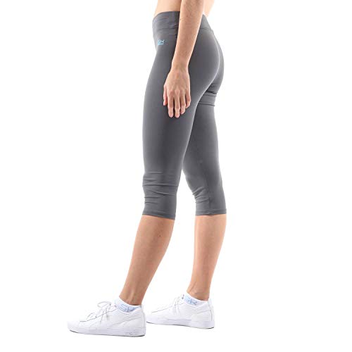 Sportkind Mädchen & Damen Fitness, Yoga, Sport 3/4 Capri Leggings, Mid Waist, Blickdicht, atmungsaktiv, grau, Gr. 158 von Sportkind