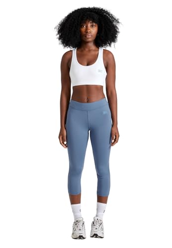 Sportkind Mädchen & Damen Fitness, Yoga, Sport 3/4 Capri Leggings, Mid Waist, Blickdicht, atmungsaktiv, grau blau, Gr. 146 von Sportkind