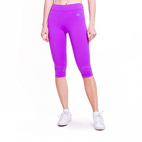 Sportkind Mädchen & Damen Fitness, Yoga, Sport 3/4 Capri Leggings, Mid Waist, Blickdicht, atmungsaktiv, lila, Gr. M von Sportkind