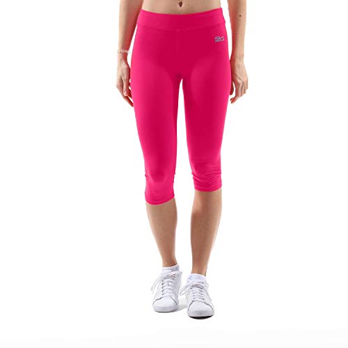 Sportkind Mädchen & Damen Fitness, Yoga, Sport 3/4 Capri Leggings, Mid Waist, Blickdicht, atmungsaktiv, pink, Gr. 128 von Sportkind