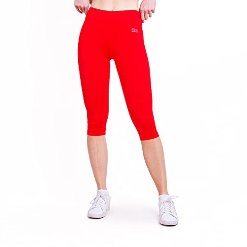 Sportkind Mädchen & Damen Fitness, Yoga, Sport 3/4 Capri Leggings, Mid Waist, Blickdicht, atmungsaktiv, rot, Gr. M von Sportkind