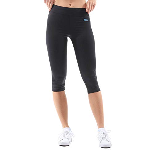 Sportkind Mädchen & Damen Fitness, Yoga, Sport 3/4 Capri Leggings, Mid Waist, Blickdicht, atmungsaktiv, schwarz, Gr. 110 von Sportkind