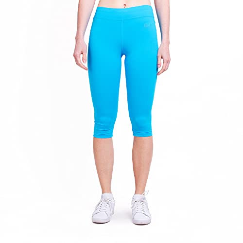 Sportkind Mädchen & Damen Fitness, Yoga, Sport 3/4 Capri Leggings, Mid Waist, Blickdicht, atmungsaktiv, türkis, Gr. 140 von Sportkind