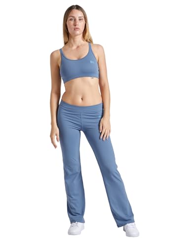 Sportkind Mädchen & Damen Flare Sport, Fitness Hose, Yogahose, Jazzpants, grau blau, Gr. 152 von Sportkind