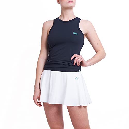 Sportkind Mädchen & Damen High Neck Tennis, Sport Tank Top, mit integriertem Bustier, atmungsaktiv, Navy blau, Gr. 164 von Sportkind