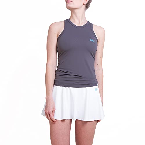 Sportkind Mädchen & Damen High Neck Tennis, Sport Tank Top, mit integriertem Bustier, atmungsaktiv, grau, Gr. 164 von Sportkind