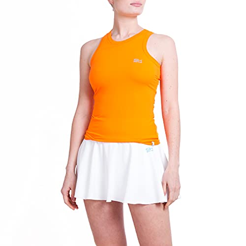 Sportkind Mädchen & Damen High Neck Tennis, Sport Tank Top, mit integriertem Bustier, atmungsaktiv, orange, Gr. S von Sportkind