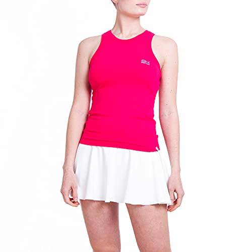 Sportkind Mädchen & Damen High Neck Tennis, Sport Tank Top, mit integriertem Bustier, atmungsaktiv, pink, Gr. M von Sportkind