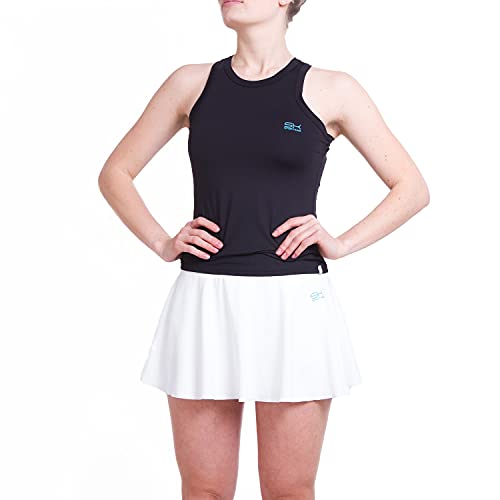 Sportkind Mädchen & Damen High Neck Tennis, Sport Tank Top, mit integriertem Bustier, atmungsaktiv, schwarz, Gr. 152 von Sportkind