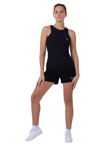 Sportkind Mädchen & Damen High Neck Tennis, Sport Tank Top, mit integriertem Bustier, atmungsaktiv, schwarz, Gr. L von Sportkind