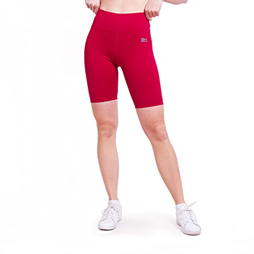 Sportkind Mädchen & Damen Kurze Sport Leggings, High Waist Yoga Shorts, Blickdicht, atmungsaktiv, Bordeaux rot, Gr. L von Sportkind