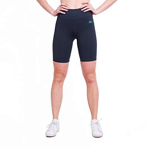 Sportkind Mädchen & Damen Kurze Sport Leggings, High Waist Yoga Shorts, Blickdicht, atmungsaktiv, Navy blau, Gr. XL von Sportkind