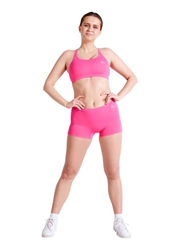 Sportkind Mädchen & Damen Kurze Sport Shorts, Turnhose, Gymnastikhose, Laufshorts, atmungsaktiv, Hibiscus pink, Gr. 140 von Sportkind