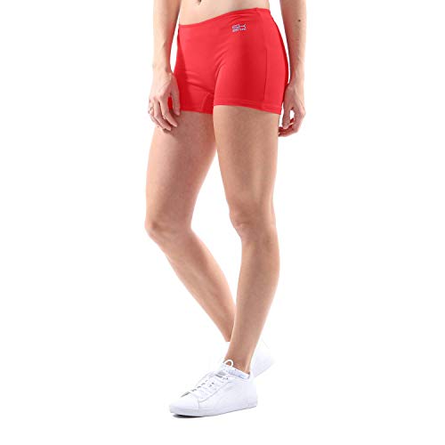 Sportkind Mädchen & Damen Kurze Sport Shorts, Turnhose, Gymnastikhose, Laufshorts, atmungsaktiv, rot, Gr. S von Sportkind