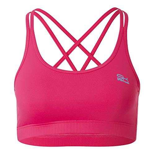 Sportkind Mädchen & Damen Sport, Tennis, Fitness BH gekreuzte Träger mittlerer Halt, pink, Gr. L von Sportkind