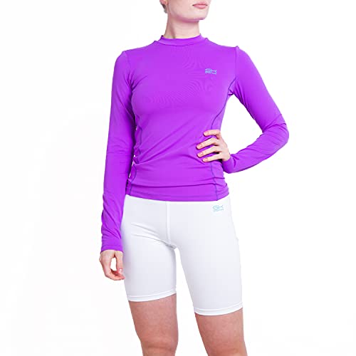 Sportkind Mädchen & Damen Sport Langarm Funktionsshirt mit Daumenloch, Laufshirt, UV-Schutz, atmungsaktiv, lila, Gr. XL von Sportkind